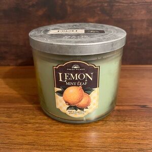 Bath & Body Works Lemon Mint Leaf 3 Wick Candle Used